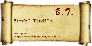 Biró Titán névjegykártya